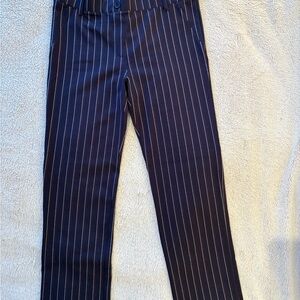 Betabrand DPYP Navy Pinstripe Pants size L Petite